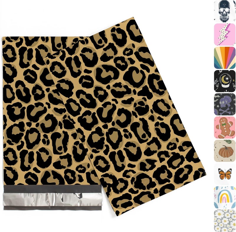 Package Mint Poly Mailers 6 x 9 200 Pack | Waterproof & Tear Resistant Mailing Envelopes for Small Business Supplies | Shipping Bags for Clothes | Cute Shipping Bags for Small Business - Leopard - Image 1